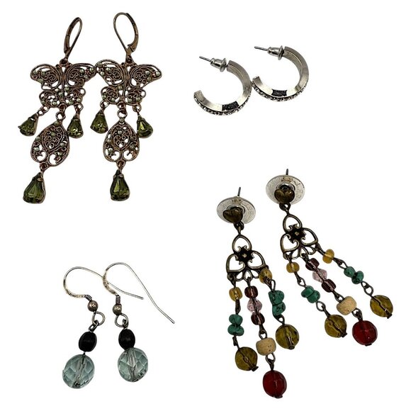 Lot Of 12 Vintage Earrings Assorted Styles & Materials Including Beads Shells Me - Picture 6 of 6